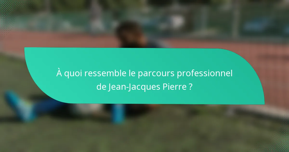 À quoi ressemble le parcours professionnel de Jean-Jacques Pierre ?
