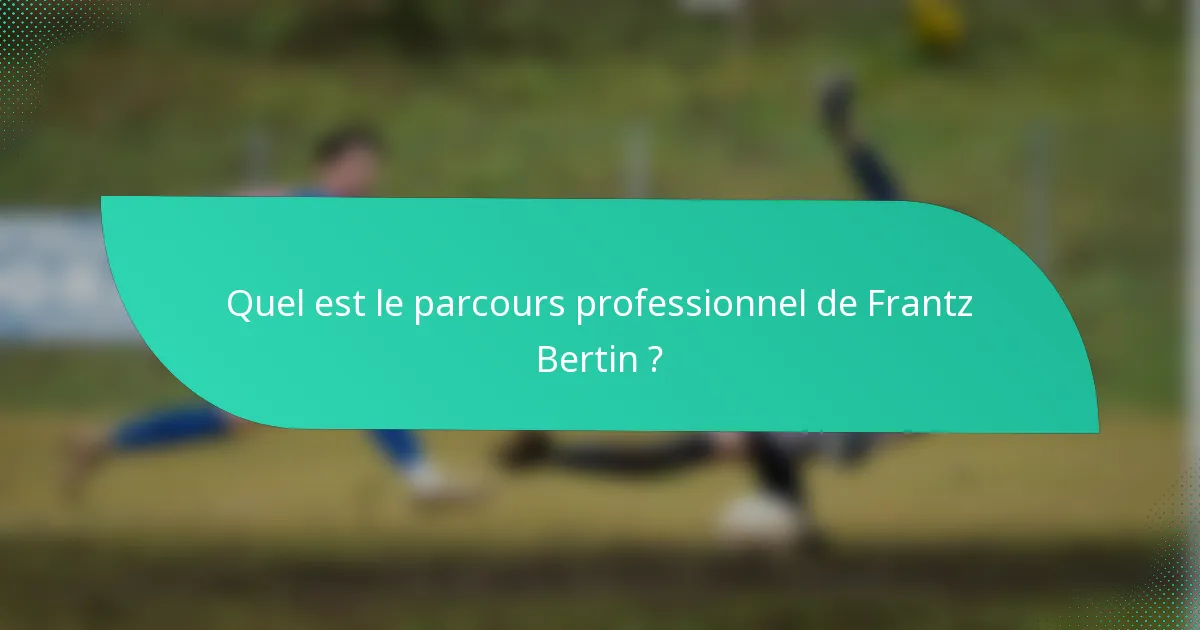 Quel est le parcours professionnel de Frantz Bertin ?