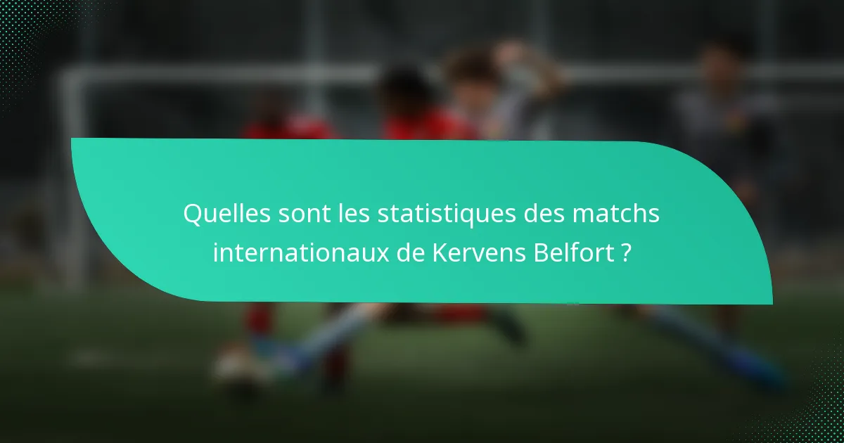 Quelles sont les statistiques des matchs internationaux de Kervens Belfort ?